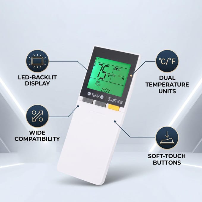 Télécommande de remplacement pour climatiseur Mitsubishi SG15C SG15D avec écran rétroéclairé LED Télécommande avec white
