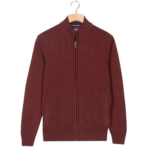 Baileys Vest Subtle Short Lines Woven Pattern Fullzip Structure Knit Deep Mauve / male