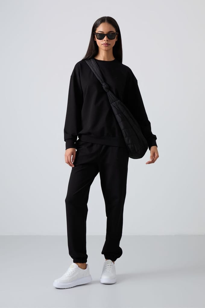 Oversized Sweatshirt en Broek met Elastische Tailleband Set