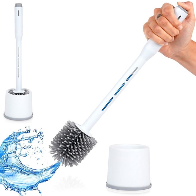 Vilde - Toiletborstel met Houder - Silicoon - 40cm - Wit
