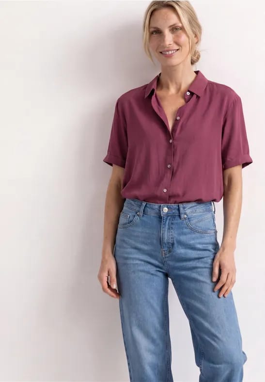 Overhemd met korte mouwen in effen kleur