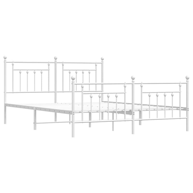 vidaXL - Bedframe - met - hoofd- - en - voeteneinde - metaal - wit - 183x213 - cm