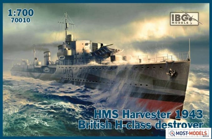 IBG Models Modelbouwpakket Schepen - 70010 HMS Harvester 1943 British H-class destroyer ship Plastic - 1:700 - Modelbouw