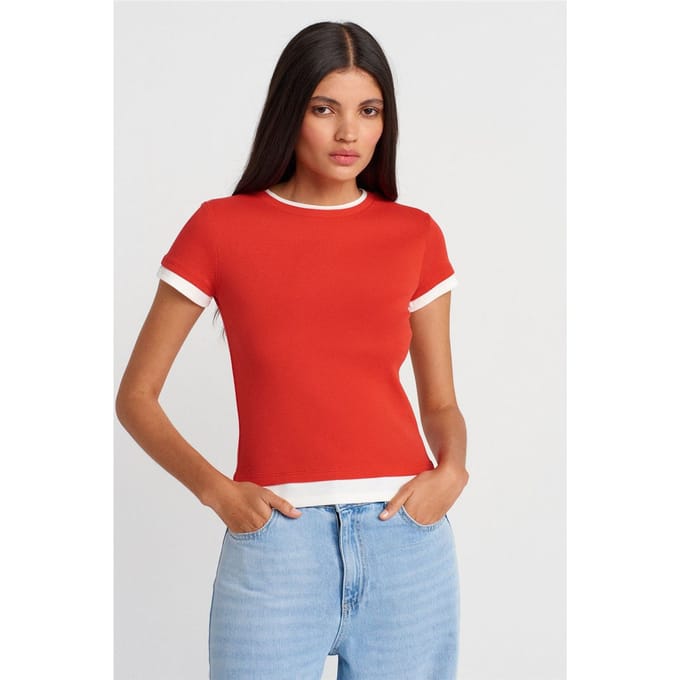 Dames Slim Fit Katoenen Rondhals T-Shirt