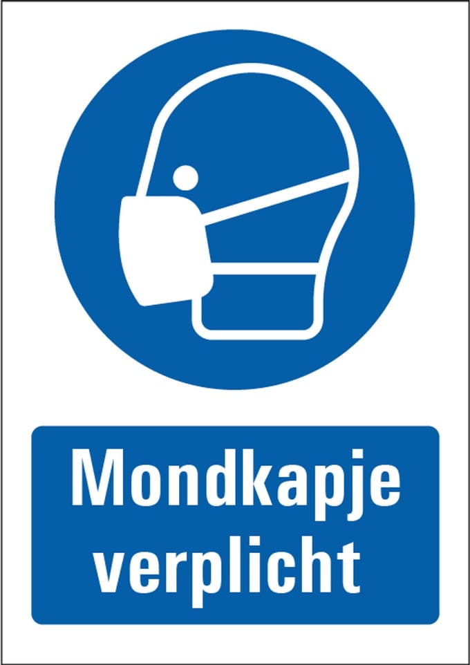 Mondkapje verplicht bord met tekst 148 x 210 mm