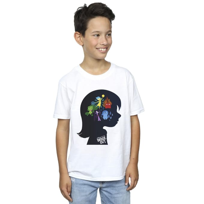 Disney Jongens Binnenste Buiten Hoofd Silhouet T-shirt (Wit)