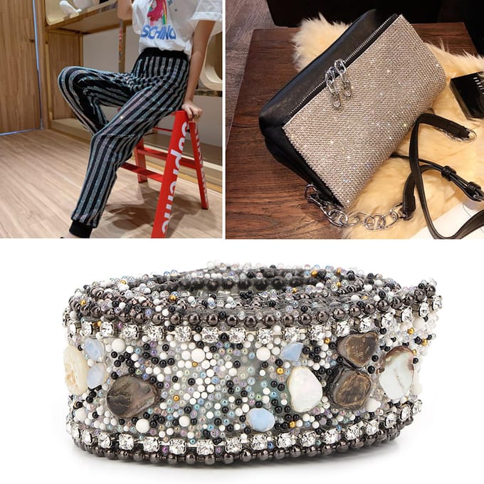 Rouleau de ruban décoratif en maille diamantée de 2,5 cm pour décoration de chaîne et strass (#06) noir