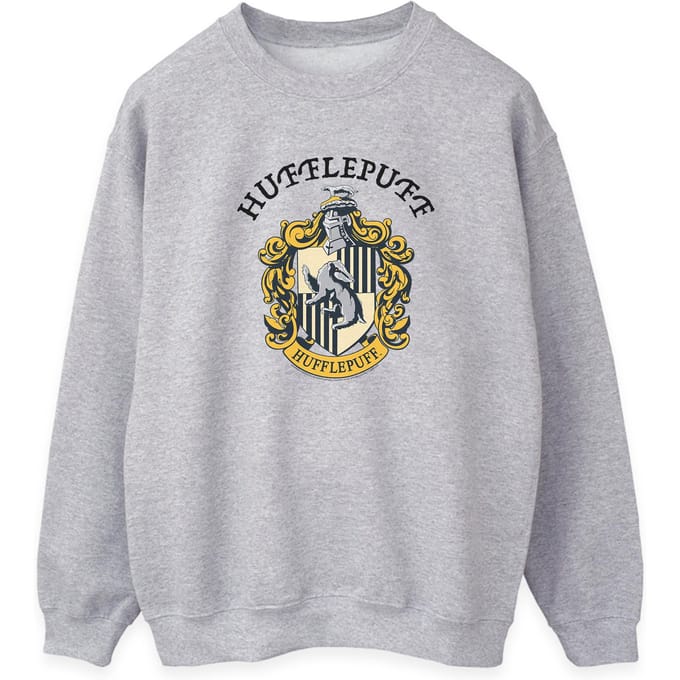 Harry Potter Dames/Dames Hufflepuff Logo Sweatshirt (Heide Grijs)
