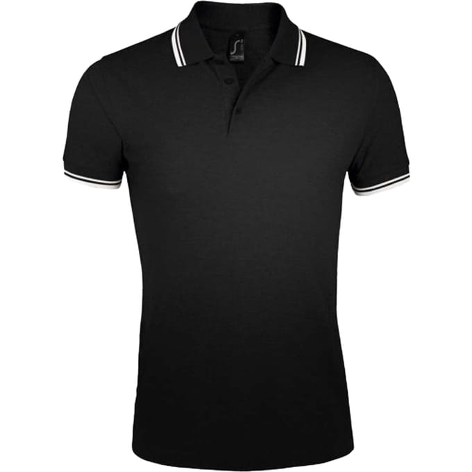 SOLS Heren Pasadena Poloshirt (Zwart/Wit)