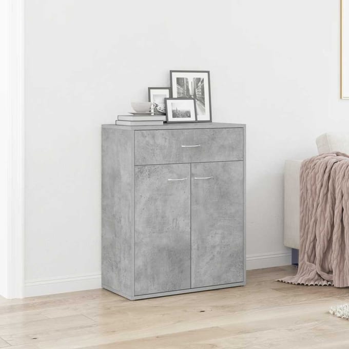 vidaXL - Dressoir - 60x30x75 - cm - bewerkt - hout - betongrijs