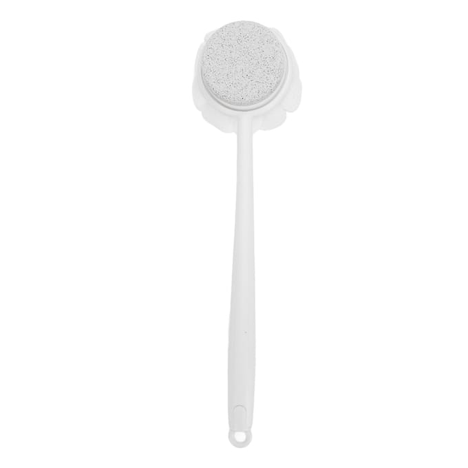 14.57in Douche Lichaamsborstel Badschrobber Puimsteen en Doucheborstel met Lange Steel white