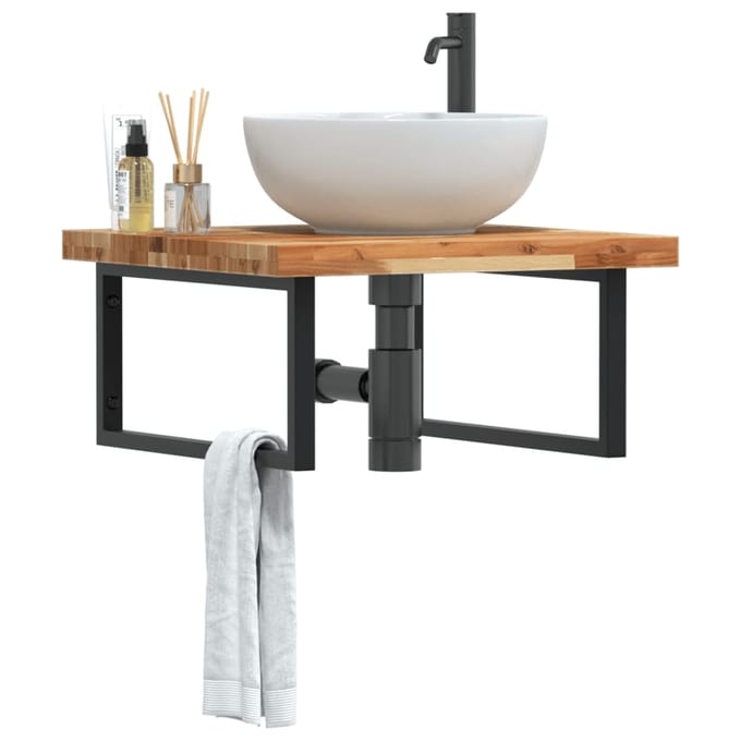 vidaXL - Badkamer - wandschap - staal - en - massief - acaciahout