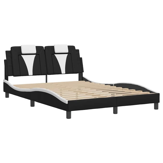 vidaXL - Bedframe - "Viana" - zonder - matras - kunstleer - zwart - en - wit - 120x200 - cm