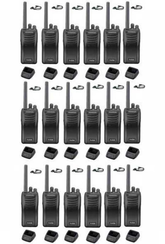 Set van 18 stuks Kenwood TK-3501 met D-shape oortje en tafelladers