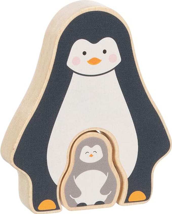 GOKI Puzzel - Pinguin - 2 Delen - 10X2,1X12Cm - Hout - 1 Jaar