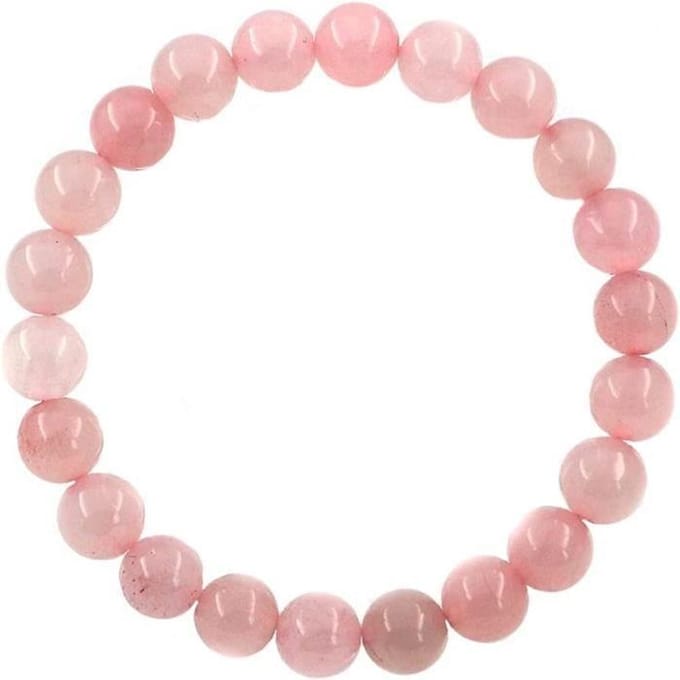 Bracelet - Quartz - Rose - Pierre Naturelle - 8 mm - Élastique - Mixte roze