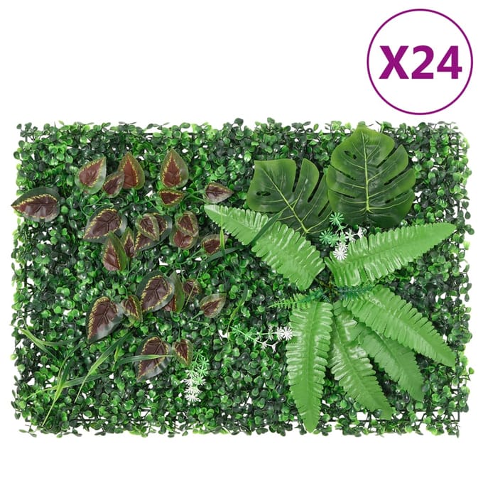 vidaXL - Hek - met - kunstplanten 24 - st - 40x60 - cm - groen