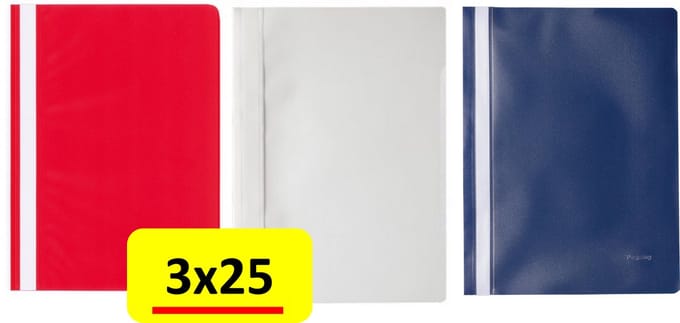 75 x Snelhechtmap Office Basics - A4 - PP - rood-wit-blauw
