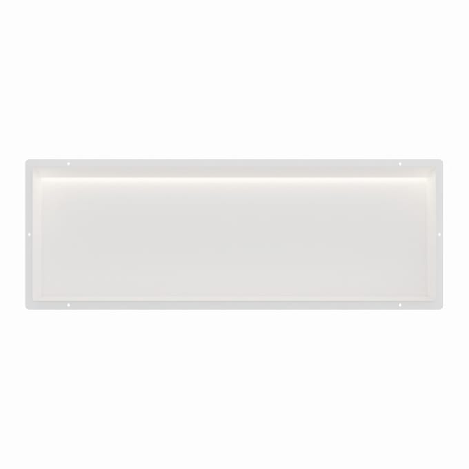 Mat wit RVS Inbouwnis 30x90x7cm met tegelflens en LED verlichting