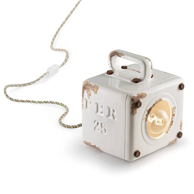 Ferroluce Vintage-tafellamp Lorenzo in wit