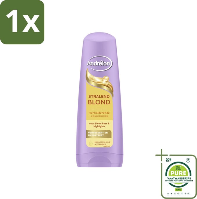 1 x Andrélon – Conditioner – Stralend Blond – 200 ml - Blond Haar Verzorgen - Verhelderen - Glans - Levendigheid - Kleuraccenten