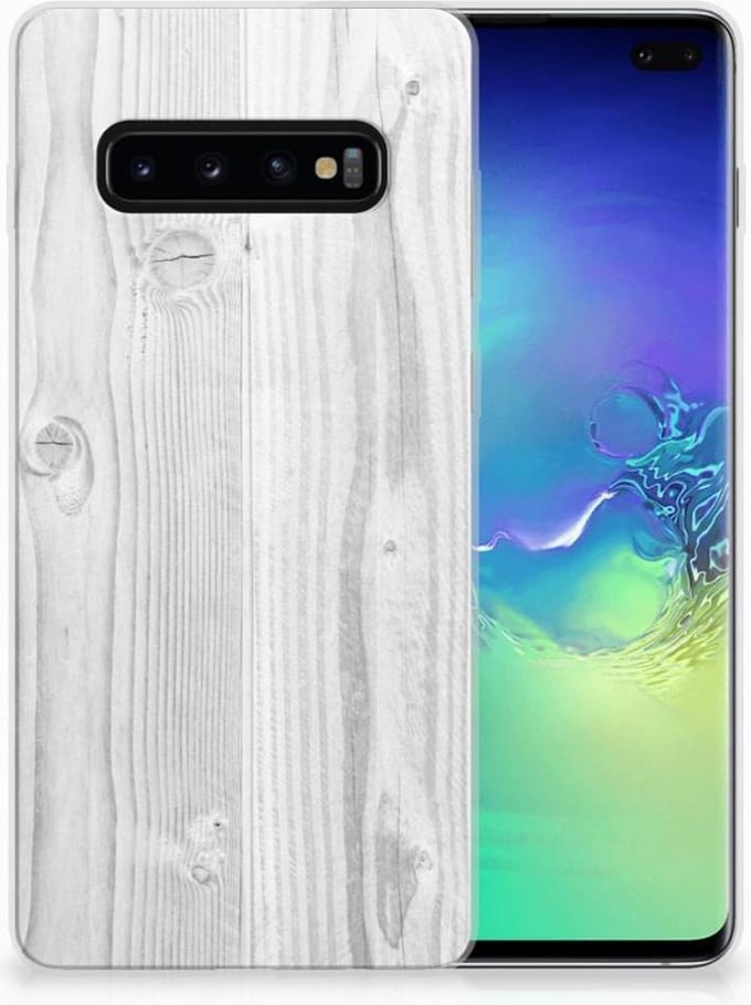 Samsung Galaxy S10 Plus Bumper Hoesje White Wood