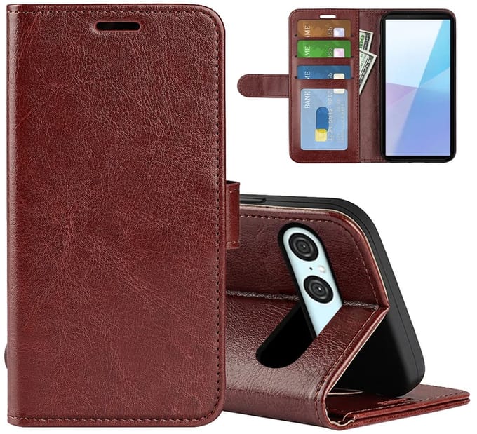 MobyDefend Hoesje - Geschikt voor Sony Xperia 10 VII - Wallet Book Case (Sluiting Achterkant) - Bruin