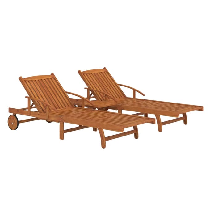 vidaXL - Ligbeddenset - met - tafel - massief - acaciahout