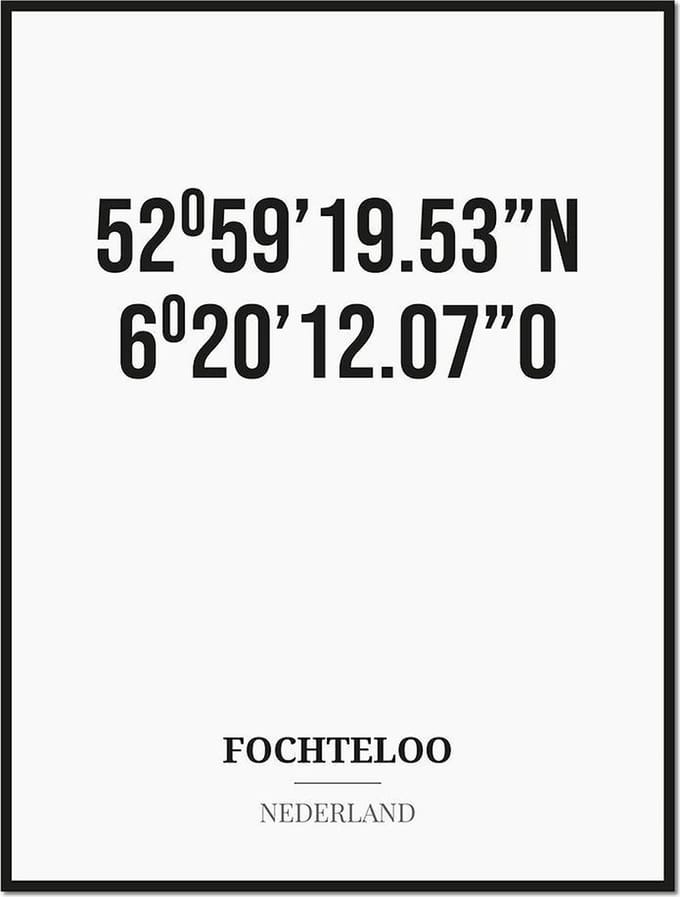 Poster/kaart FOCHTELOO met coördinaten