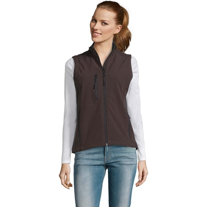 SOLS Dames/Dames Rallye Softshell Mouwloos Gilet (Donkere chocolade)