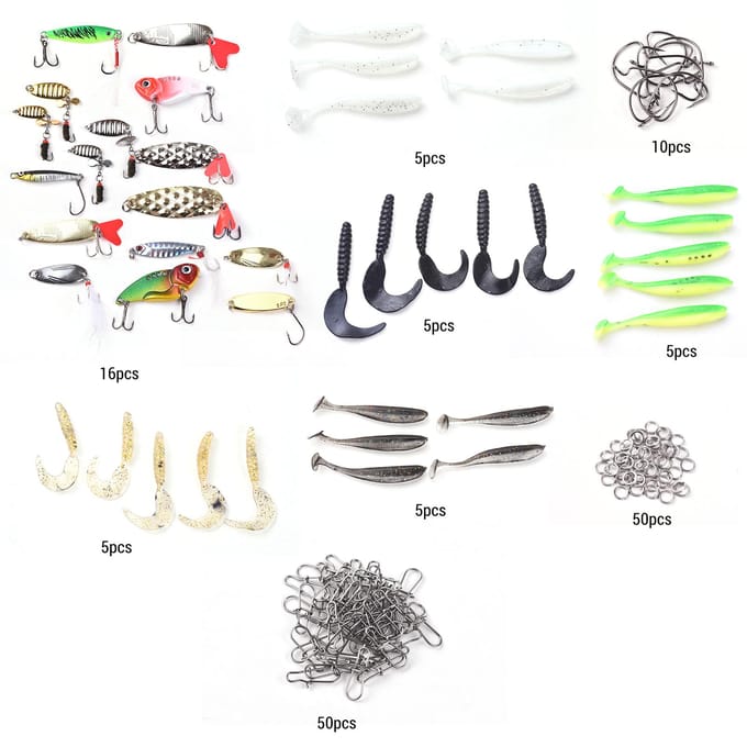 Vislokken Combo Kit Inclusief Zachte Harde Vis Lokken Vis Tang Versterkte Speld Dubbel gray