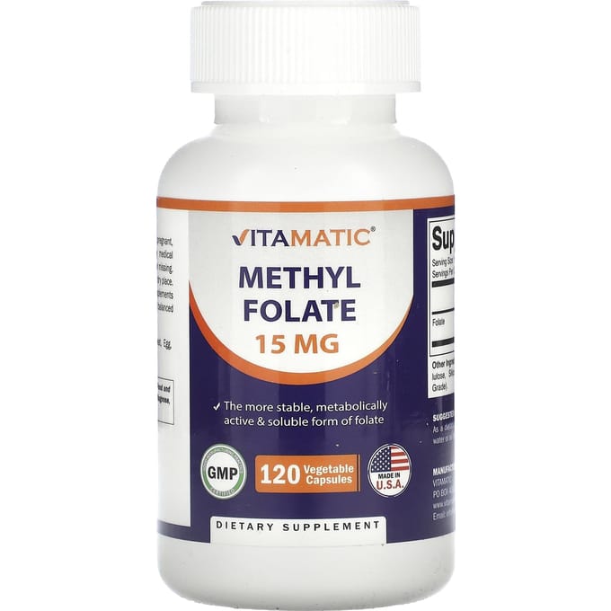 Methylfolaat, 15 mg, 120 Plantaardige Capsules