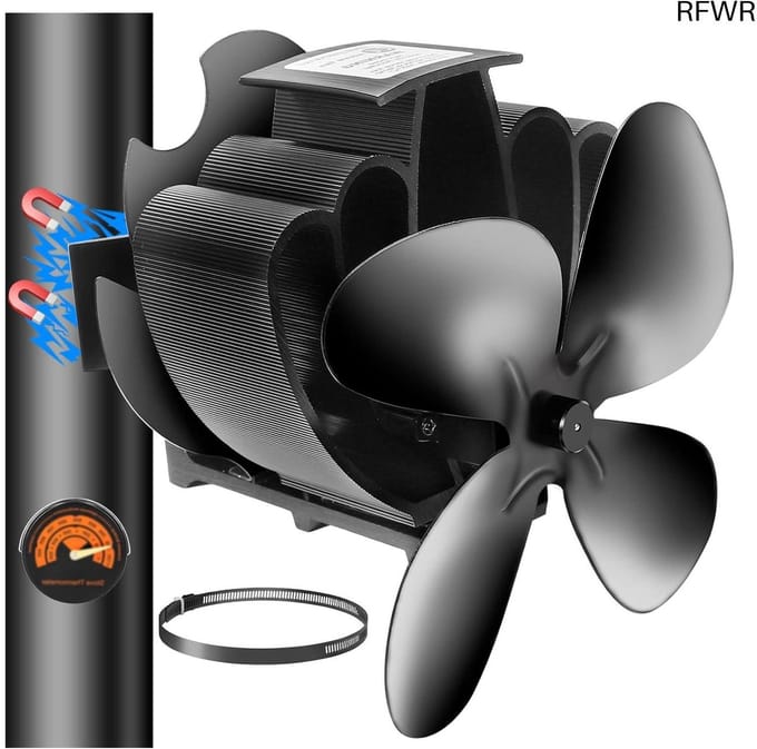 RFWR® Kachelventilator zonder stroom - Hitteaangedreven, 230 CFM, Magnetisch, Compact en Stil