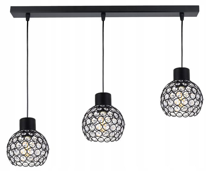 Hanglamp Kristal Zwart - Industriële Stijl - E27 - 3 Lampen