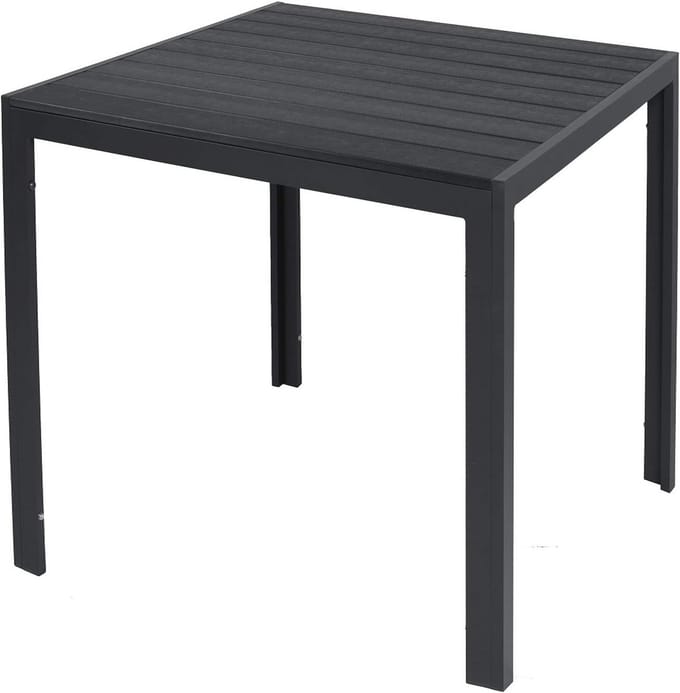 Aluminium Tuintafel 80 x 80 cm - Weerbestendige Eettafel met Houtlook