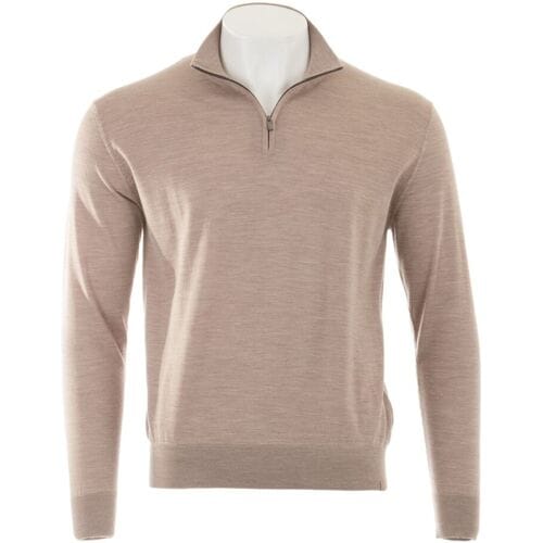 Paul & Shark Trui 140S Superfine Merino Wool Half Zip Humus / male