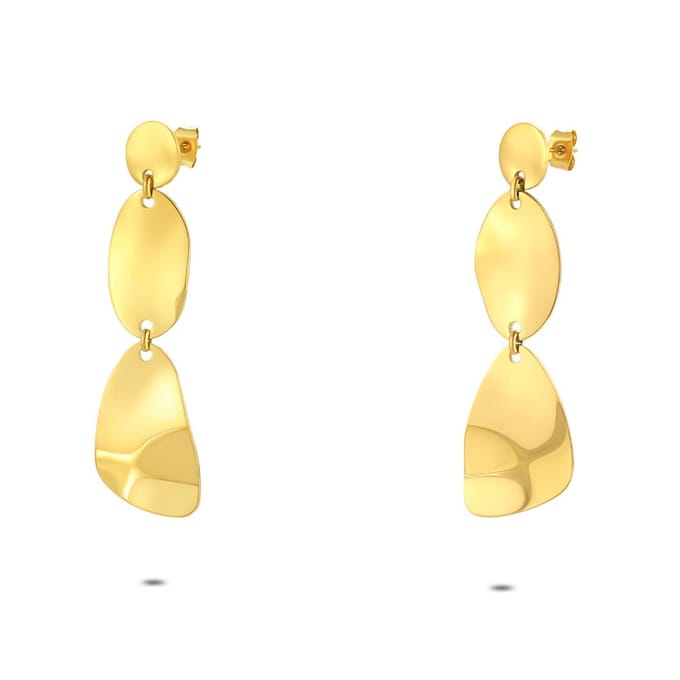 Twice As Nice Oorbellen in goudkleurig edelstaal, groot geometrisch