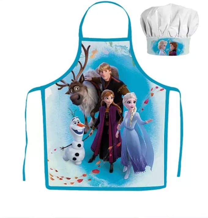 Frozen Kokssetje Muts en Schort met Elsa Anna OIaf en Hans multicolor One Size