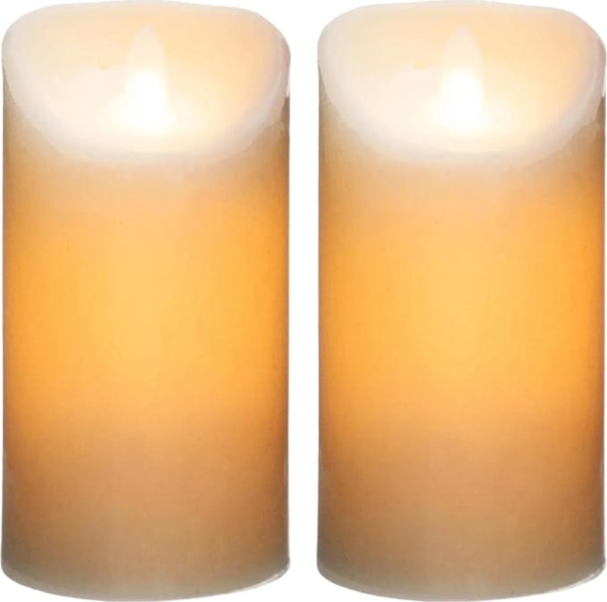Atmosphera Led stompkaarsen - 2x stuks - Warm licht - Wit