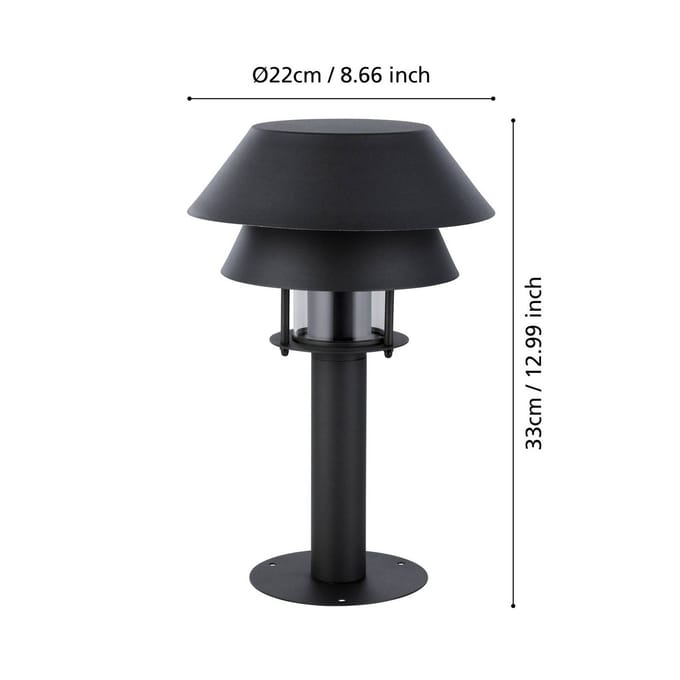 EGLO CHIAPPERA UDENDØRS STANDER E27 H330 IP65 SORT/KLAR