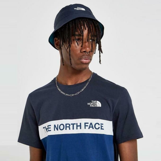The North Face Heren Geweven Colour Block T-shirt Blauw