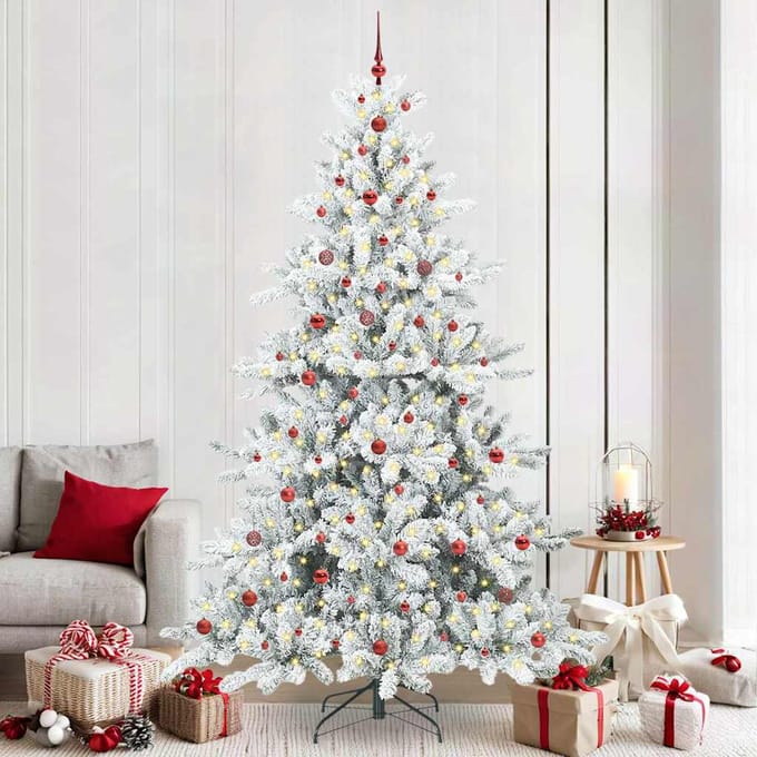 vidaXL Kunstmatige Inklapbare Kerstboom Wit 240 cm PVC en staal