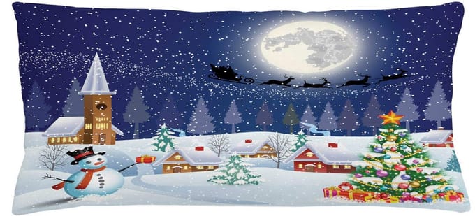 ABAKUHAUS Kussenhoes – Winterlandschap – 40x90 cm – Wit/Blauw – Rits