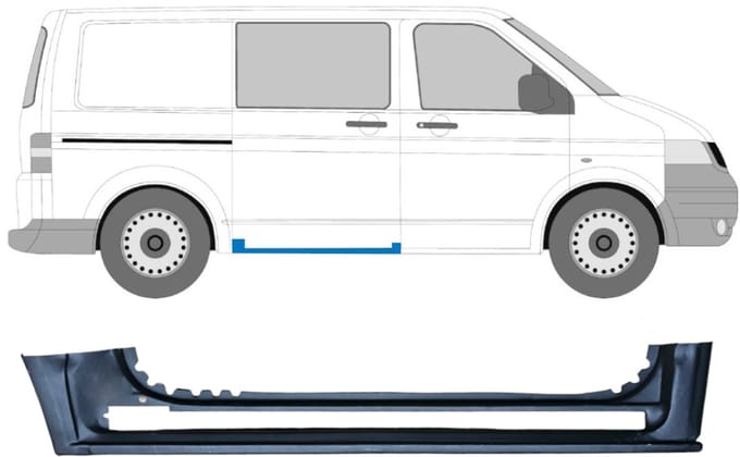 Schuifdeur dorpel reparatiepanel voor Volkswagen Transporter T5 2003-2015