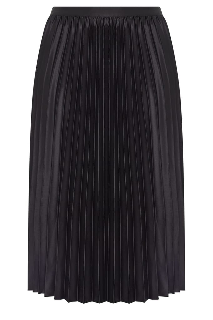 Yours London Zwarte Geplooide Satijnen Rok Size 52