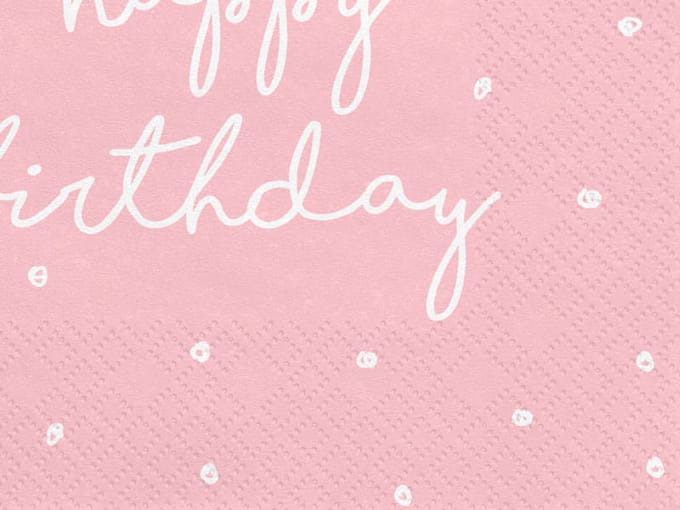 PartyDeco - Servetten - Happy Birthday Roze / Wit 20 stuks