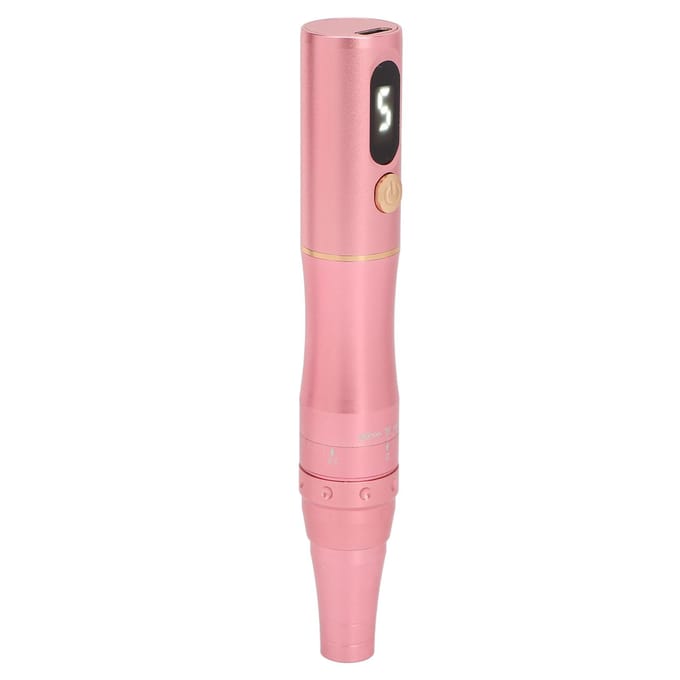 Semi-permanente make-upmachine 5 Snelheden 15000rpm Microshading Machine Pen voor Wenkbrauw Eyeliner US Plug rosé gouden kleur