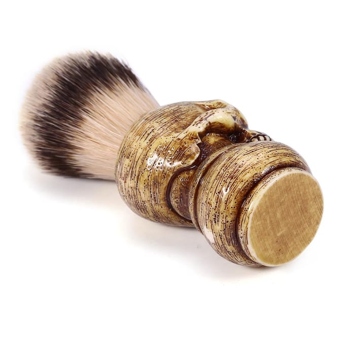 Outil de toilettage pour hommes, maquillage, tête de mort, salon de coiffure, brosse de rasage pour barbe beige