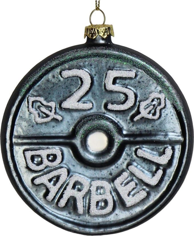 HD Collection Ornament kerstbal Barbell Glas Grijs 8.9 cm