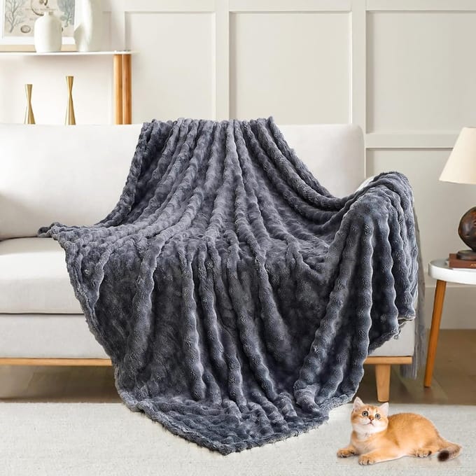 Extra Dikke Donkergrijze Plaid voor Sofa en Thuis - Zacht en Warm